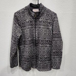 Stan Herman Sweater Womens Small Full Zip Cardigan Pockets Charcoal Grey